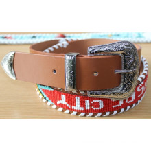 Wholesale ladies belt beaded leather belt